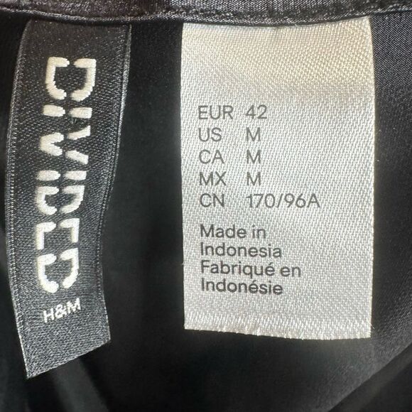 H&M black cowl neck cross drape back satin dress size medium - Picture 7 of 8